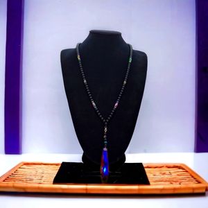 Men's Blue teardrop crystal beaded necklace gifts for men's.